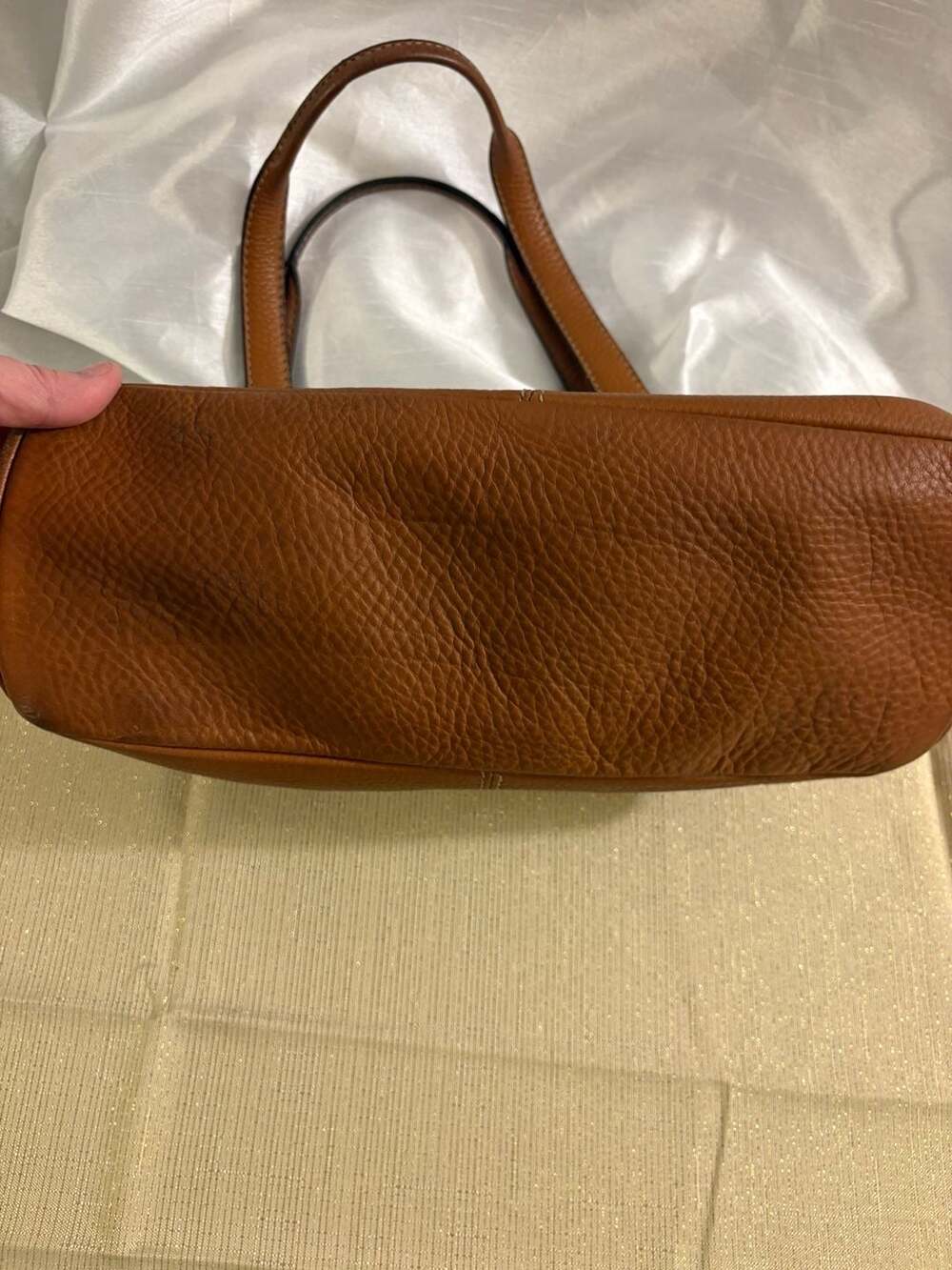 Fossil Brown Pebbled Leather Shoulder Bag Satchel with Side Pockets - Picture 10 of 10